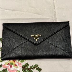 Prada Black Saffiano Envelope Wallet